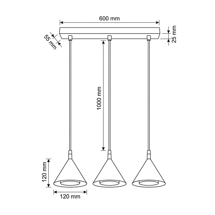 BRILAGI - LED Hänglampa med kabel CONE TRIPLE 3xGX53/15W/230V beige