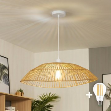Brilagi - LED-hänglampa med vajerupphängning CERIA BOHO 1xE27/40W/230V Ø 70 cm brun