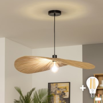 Brilagi - LED-hänglampa på kabel CERIA BOHO 1xE27/40W/230V Ø 80 cm raffia