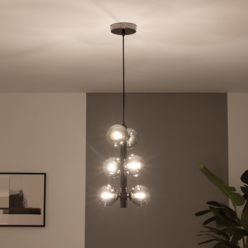 Brilagi - LED-hänglampa på kabel MILLA 6xG9/3W/230V svart krom/rökfärgad