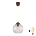 BRILAGI - LED hänglampa på kabel RETRO GLASS 1xE27/60W/230V Ø 18 cm brun/klar