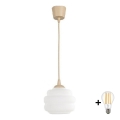 BRILAGI - LED-hänglampa på kabel RETRO GLASS 1xE27/60W/230V Ø 20 cm, beige/vit