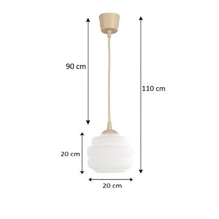 BRILAGI - LED-hänglampa på kabel RETRO GLASS 1xE27/60W/230V Ø 20 cm, beige/vit