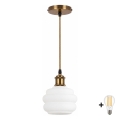 BRILAGI - LED hänglampa på kabel RETRO GLASS 1xE27/60W/230V Ø 20 cm guld/vit