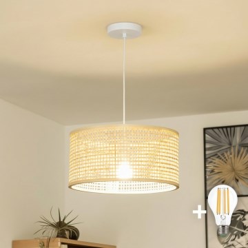 Brilagi - LED-hänglampa på lina CERIA BOHO 1xE27/40W/230V Ø 25 cm bambu