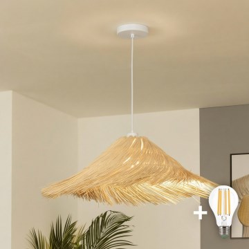 Brilagi - LED-hänglampa på vajer CERIA BOHO 1xE27/40W/230V Ø 100 cm rattan