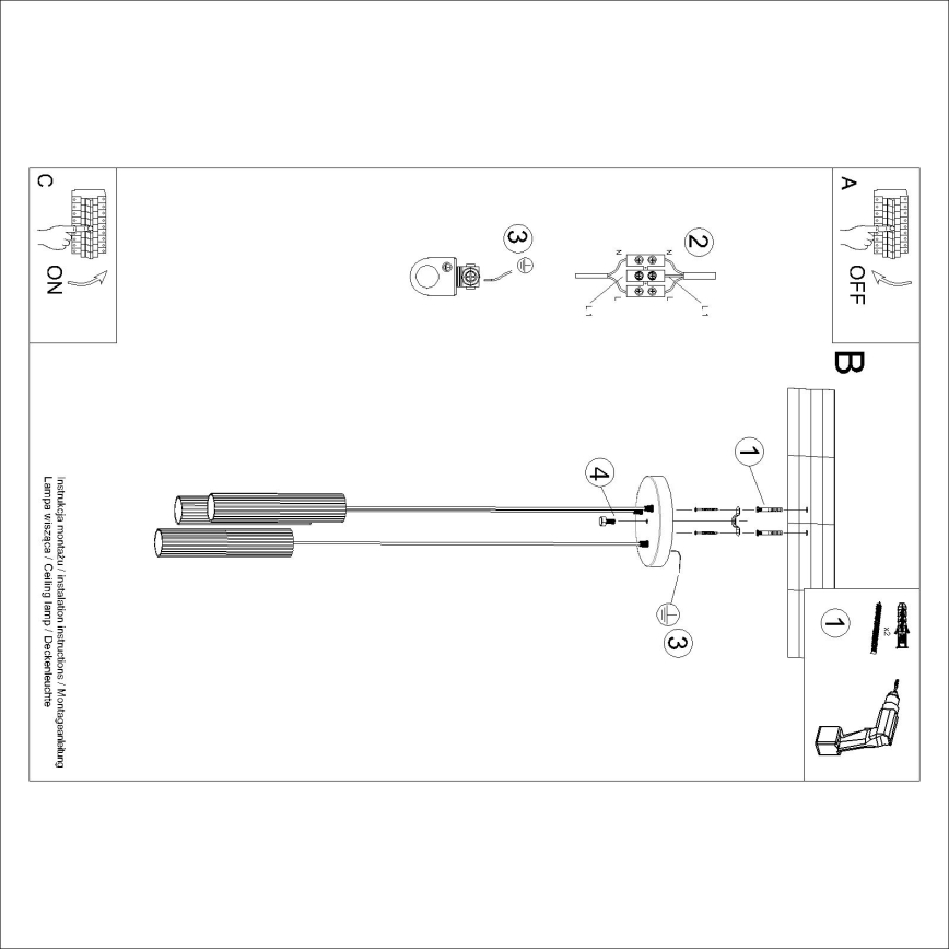 Brilagi - LED-hänglampa på vajer CRESTO 3xGU10/10W/230V guldfärgad