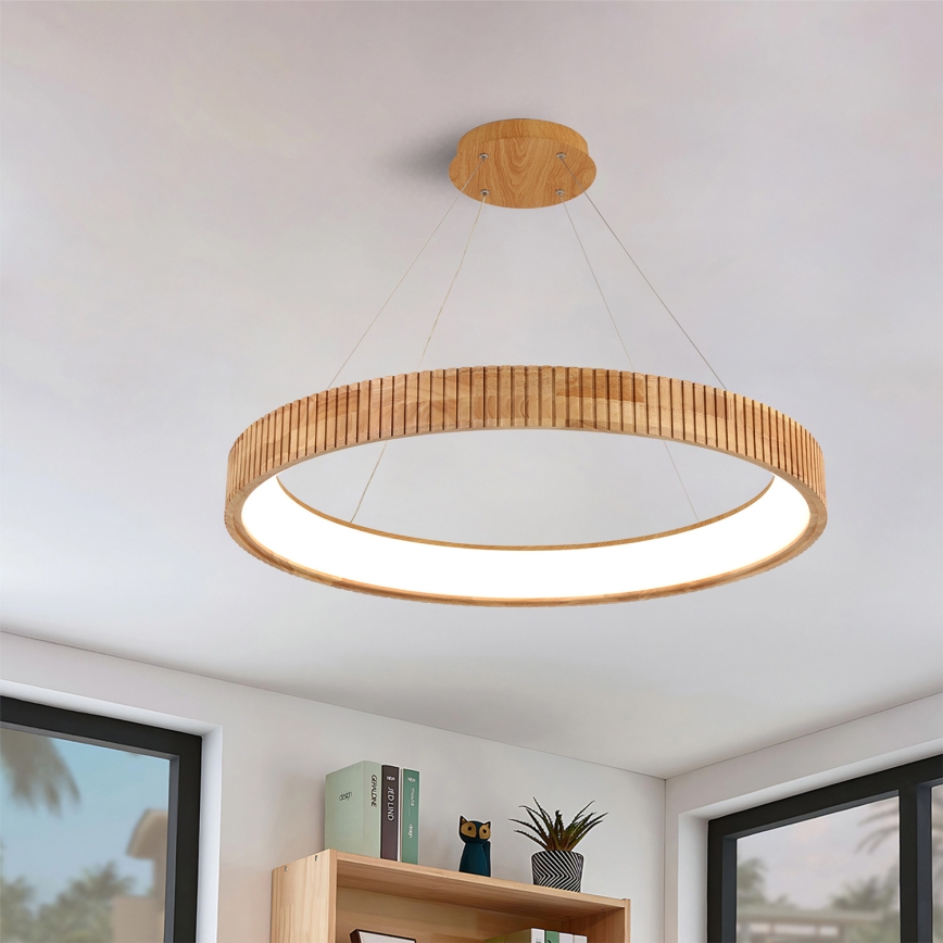 Brilagi - LED pendellampa med vajer FALCON WOOD MODERN LED/60W/230V 3000/4000/6000K Ø 80 cm trä