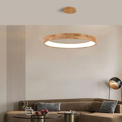 Brilagi - LED pendellampa med vajer FALCON WOOD MODERN LED/60W/230V 3000/4000/6000K Ø 80 cm trä