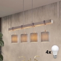 BRILAGI - LED-hänglampa på vajer NUBILA 4xE27/60W/230V ljusgrå