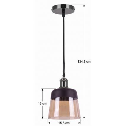 BRILAGI - LED-pendellampa på sladd RETRO GLASS 1xE27/60W/230V Ø 15,5 cm svart/rökfärgad beige