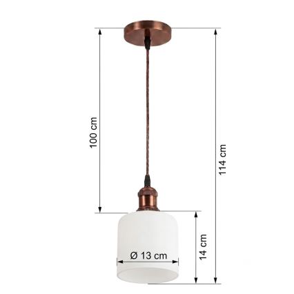 BRILAGI - LED-hänglampa på vajer RETRO GLASS 1xE27/60W/230V Ø 13 cm koppar/vit