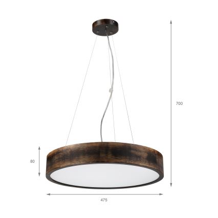 Brilagi - LED-hänglampa på wire CARVALHO SMOKEY 3xE27/60W/230V ek Ø 47,5 cm