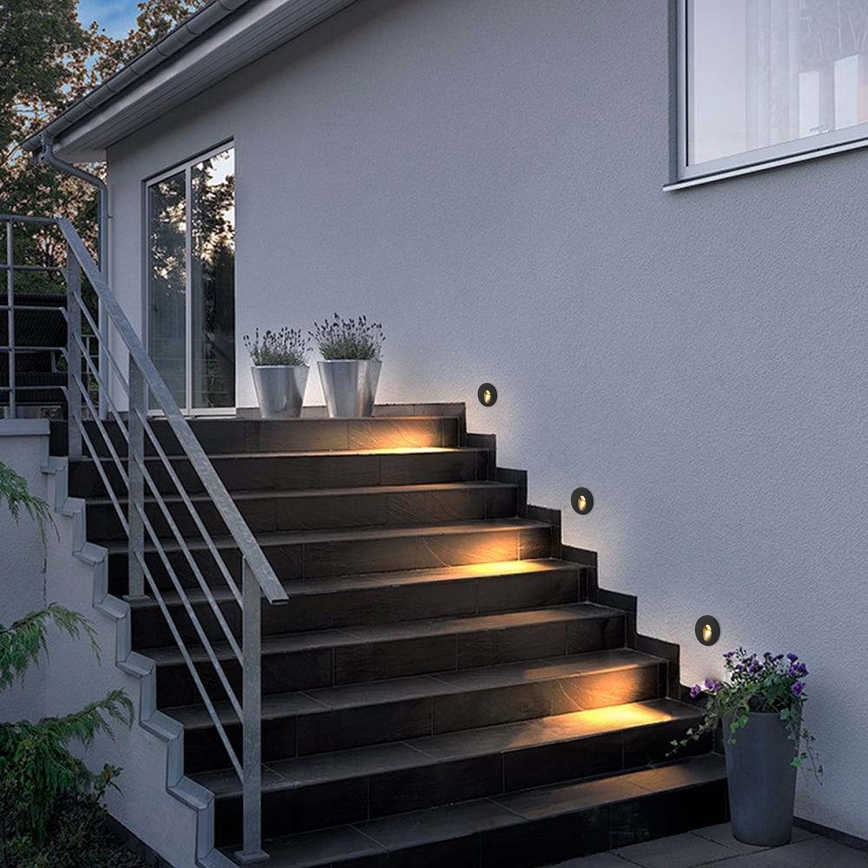 Brilagi - LED infälld utomhusarmatur STAIRDOT LED/2W/230V svart IP65 rund