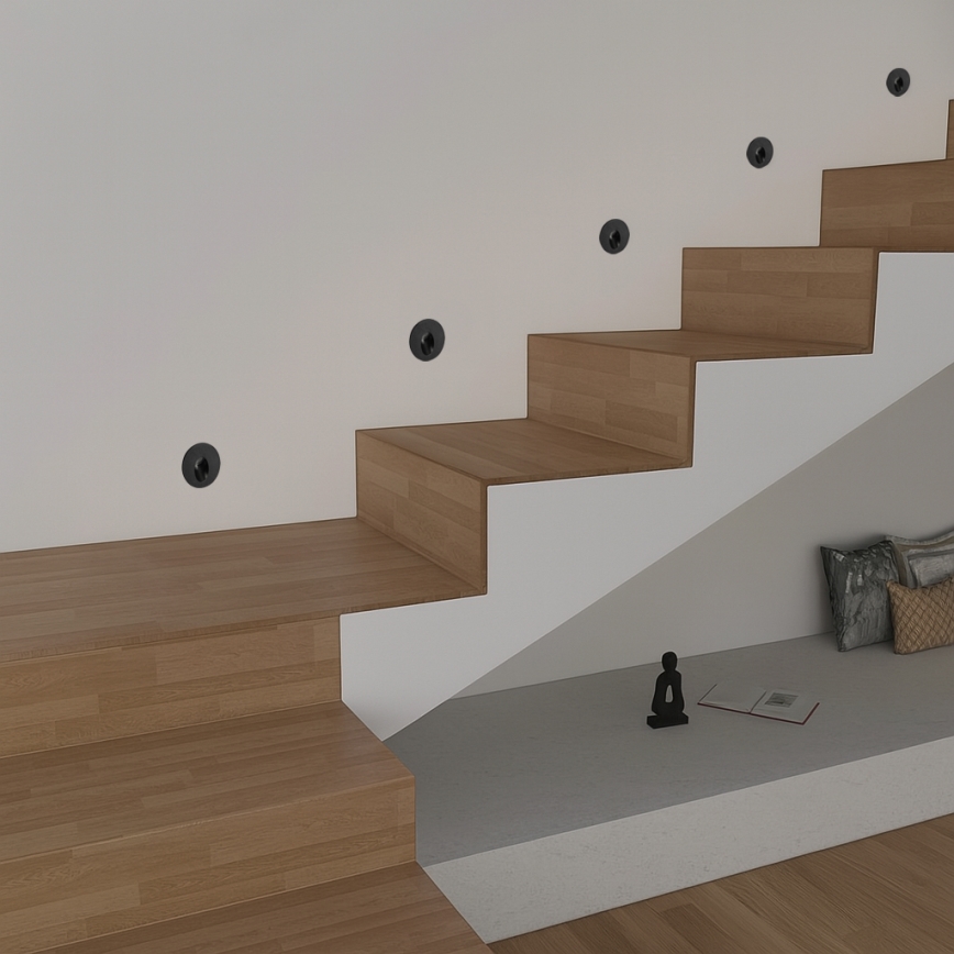 Brilagi - LED infälld utomhusarmatur STAIRDOT LED/2W/230V svart IP65 rund