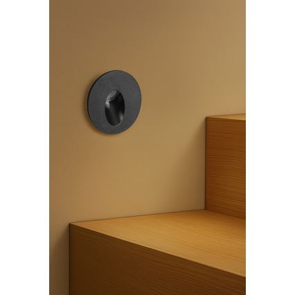 Brilagi - LED infälld utomhusarmatur STAIRDOT LED/2W/230V svart IP65 rund