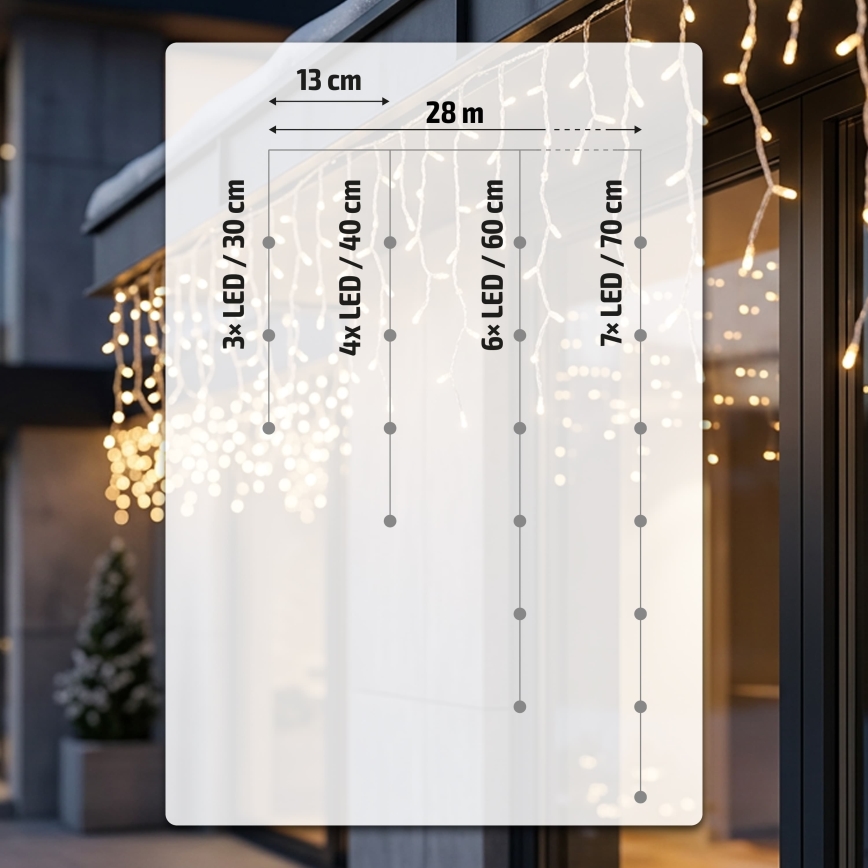 BRILAGI - LED utomhusslinga för jul 1080xLED/8 funktioner 33m IP44 varmvit istappar