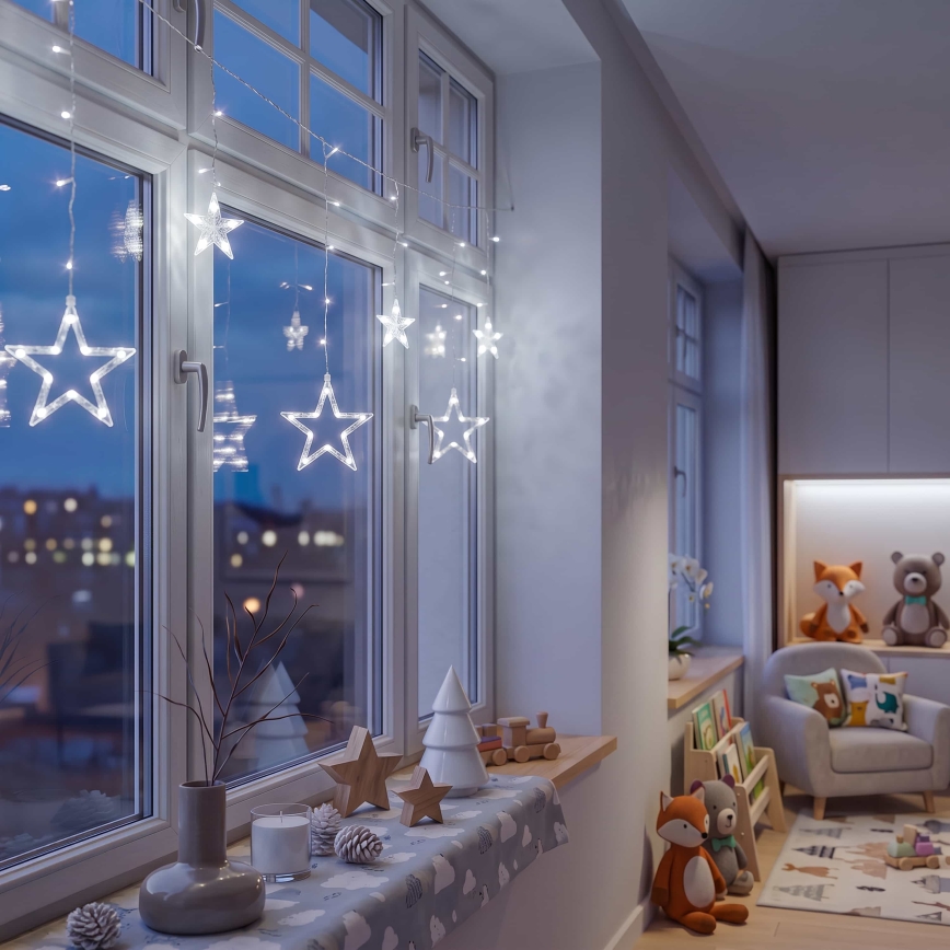 BRILAGI - LED julgardin 77xLED/3xAA/USB 1,8m kallvit
