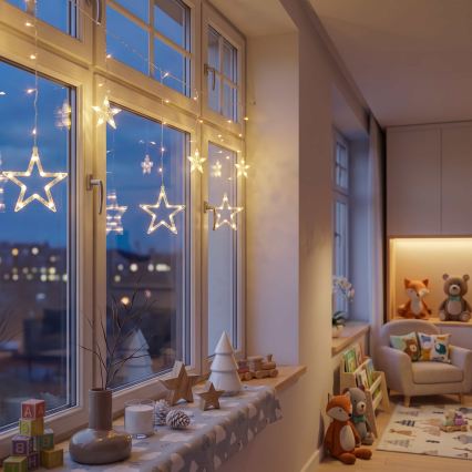 BRILAGI - LED julgardin 77xLED/3xAA/USB 1,8m varmvit