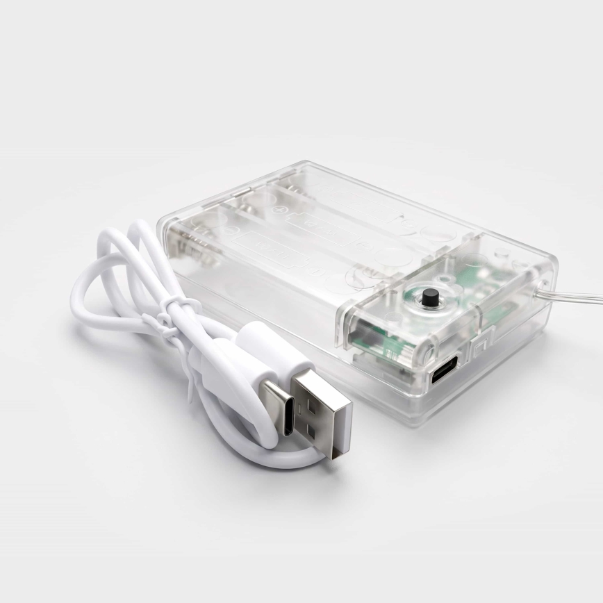 BRILAGI - LED julgardin 77xLED/3xAA/USB 1,8m varmvit