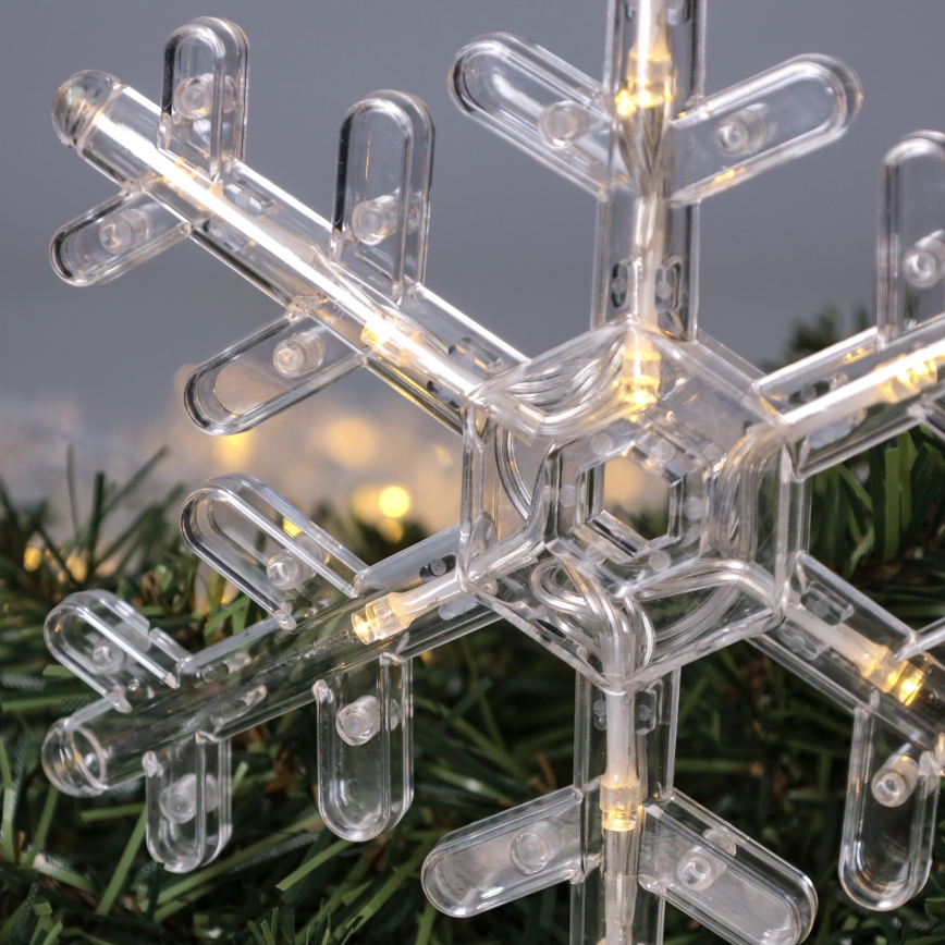BRILAGI - LED julgardin 77xLED/3xAA/USB 3,8m snöflingor varmvit
