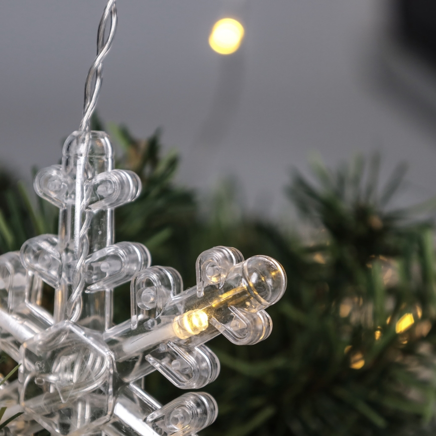 BRILAGI - LED julgardin 77xLED/3xAA/USB 3,8m snöflingor varmvit