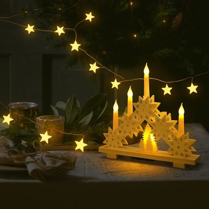 Brilagi - LED julslinga 40xLED/3xAA 1,8m varmvita stjärnor