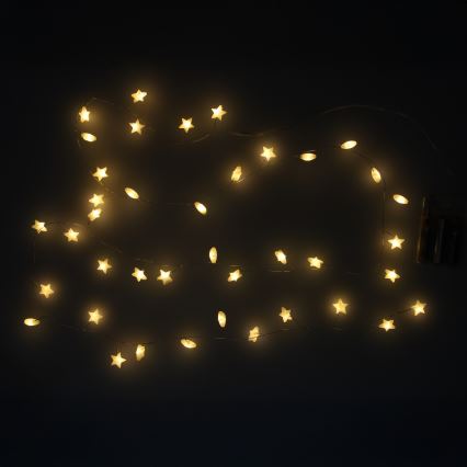 Brilagi - LED julslinga 40xLED/3xAA 1,8m varmvita stjärnor