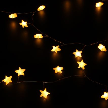 Brilagi - LED julslinga 40xLED/3xAA 1,8m varmvita stjärnor