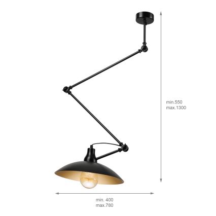 BRILAGI - LED-justerbar stångmonterad taklampa IRONBEAM 1xE27/60W/230V svart