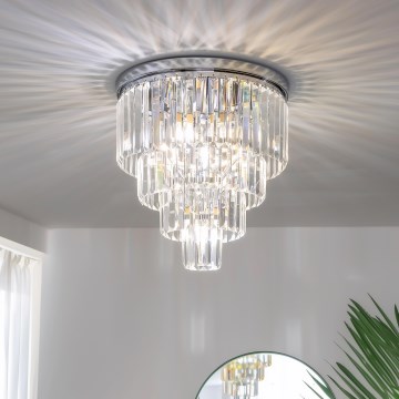 Brilagi - LED-kristalltaklampa MOZART 5xE14/40W/230V Ø 40 cm blank krom