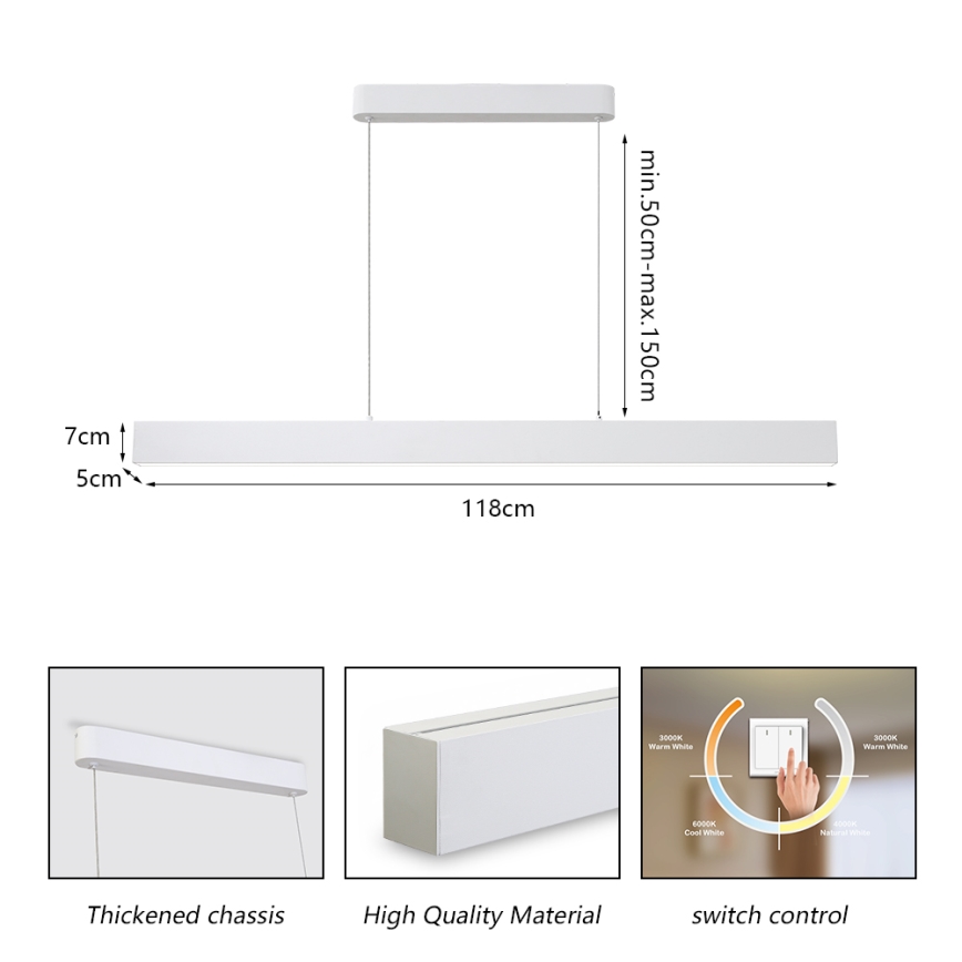 Brilagi - LED-lampa i kabel SLEEKLINE LED/40W/230V 3000/4500/6000K vit
