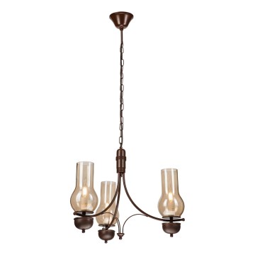 Brilagi - LED-ljuskrona COTTAGE med kedja 3xE14/40W/230V bok/brun/rökbeige