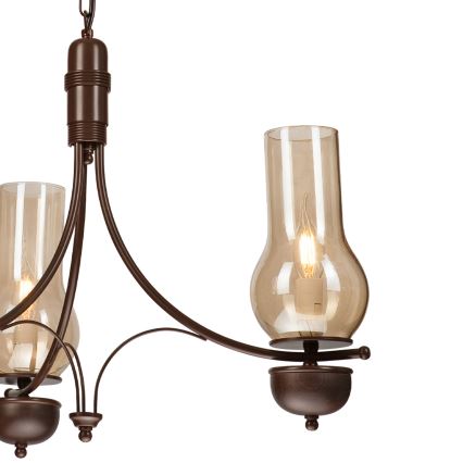 Brilagi - LED-ljuskrona COTTAGE med kedja 3xE14/40W/230V bok/brun/rökbeige