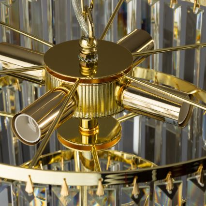 Brilagi - LED Ljuskrona i kristal med kedja MOZART 5xE14/40W/230V guld