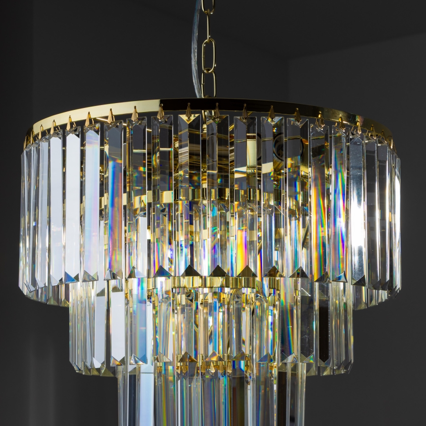 Brilagi - LED Ljuskrona i kristal med kedja MOZART 5xE14/40W/230V guld