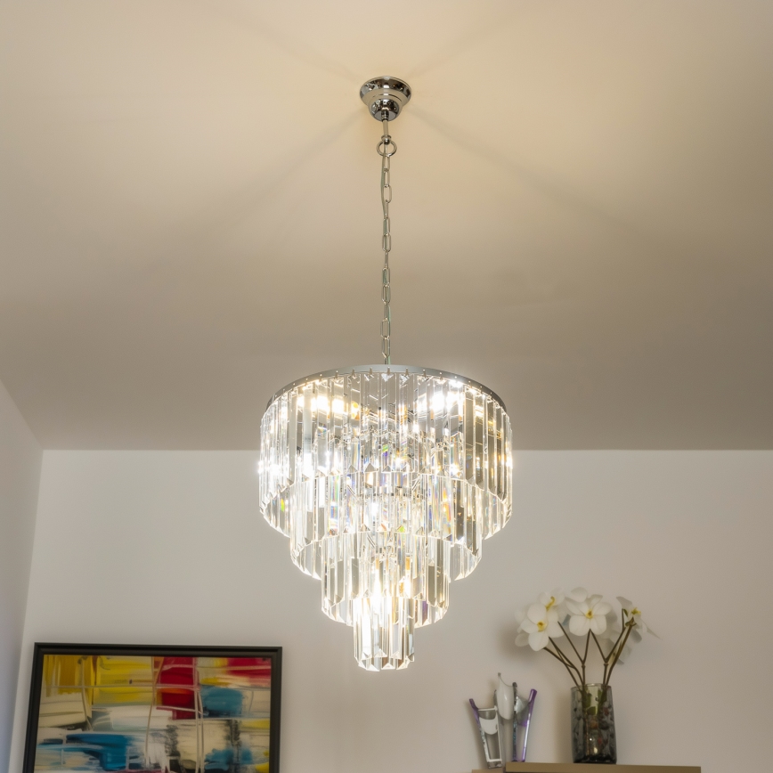 Brilagi - LED Ljuskrona i kristal med kedja MOZART 5xE14/40W/230V skinande krom