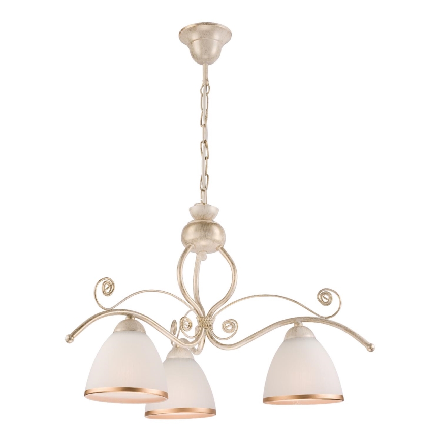 Brilagi - LED-ljuskrona med kedja ANTICO 3xE27/60W/230V 3000K vit patina
