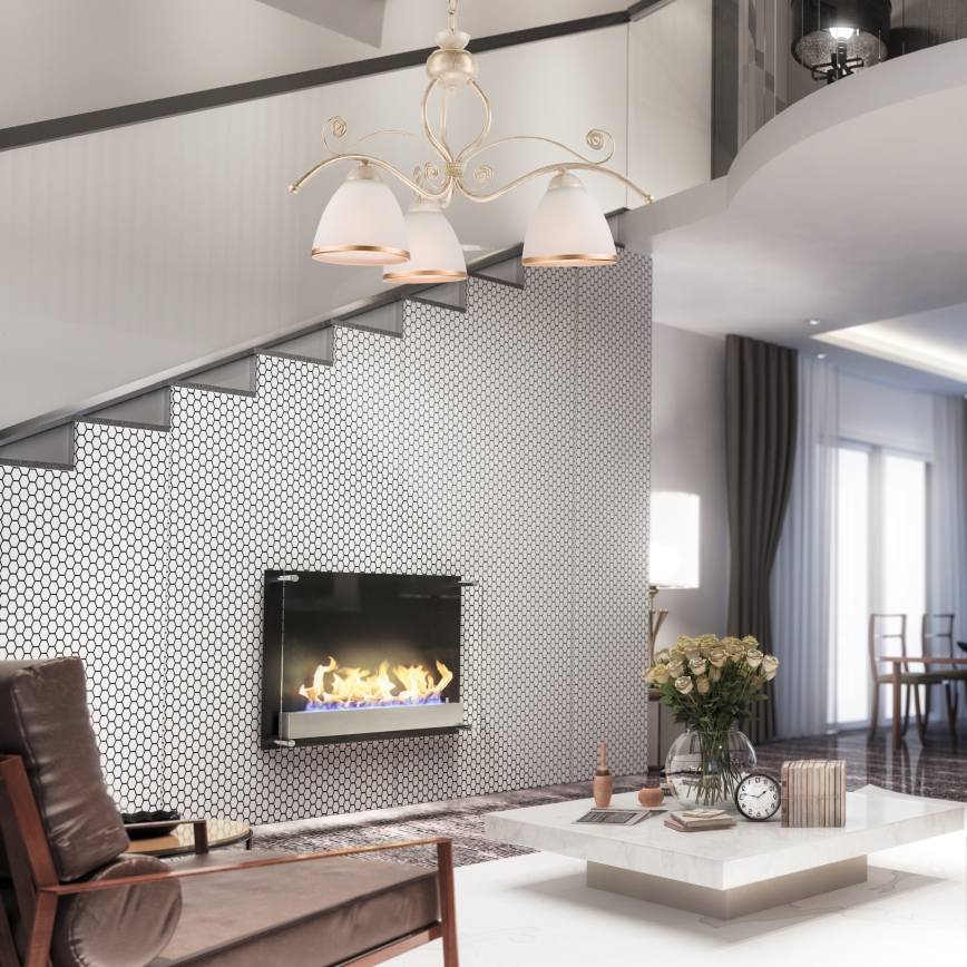 Brilagi - LED-ljuskrona med kedja ANTICO 3xE27/60W/230V 3000K vit patina