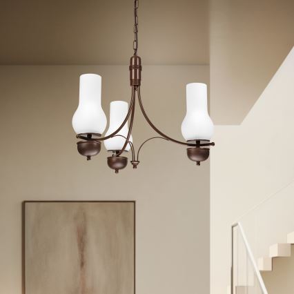 Brilagi - LED-ljuskrona med kedja COTTAGE 3xE14/40W/230V bok/brun/vit