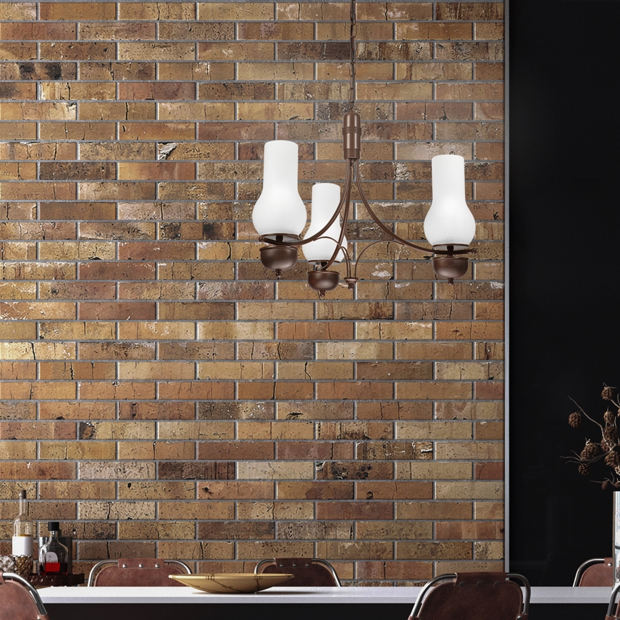 Brilagi - LED-ljuskrona med kedja COTTAGE 3xE14/40W/230V bok/brun/vit