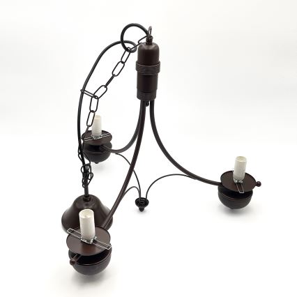 Brilagi - LED-ljuskrona med kedja COTTAGE 3xE14/40W/230V bok/brun/vit