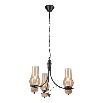 Brilagi - LED-ljuskrona med kedja COTTAGE 3xE14/40W/230V ek/svart/rökbeige