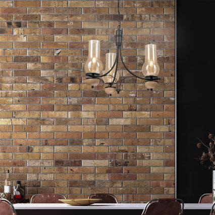 Brilagi - LED-ljuskrona med kedja COTTAGE 3xE14/40W/230V ek/svart/rökbeige