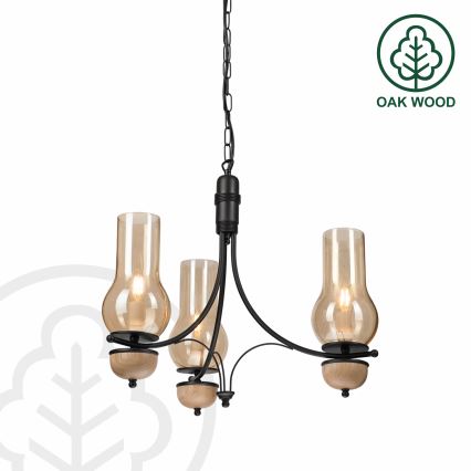 Brilagi - LED-ljuskrona med kedja COTTAGE 3xE14/40W/230V ek/svart/rökbeige