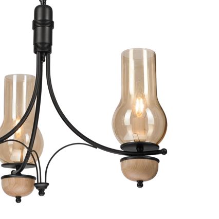 Brilagi - LED-ljuskrona med kedja COTTAGE 3xE14/40W/230V ek/svart/rökbeige