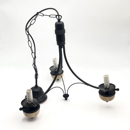 Brilagi - LED-ljuskrona med kedja COTTAGE 3xE14/40W/230V ek/svart/rökbeige