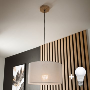 Brilagi - LED Ljuskrona med textilsladd ANTHONY 1xE27/60W/230V ek/vit