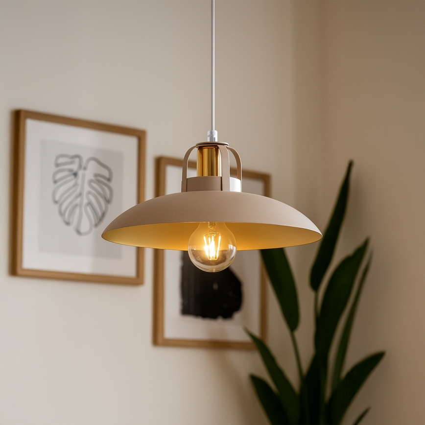 Brilagi - LED Ljuskrona med textilsladd FLAMENGO 1xE27/60W/230V beige