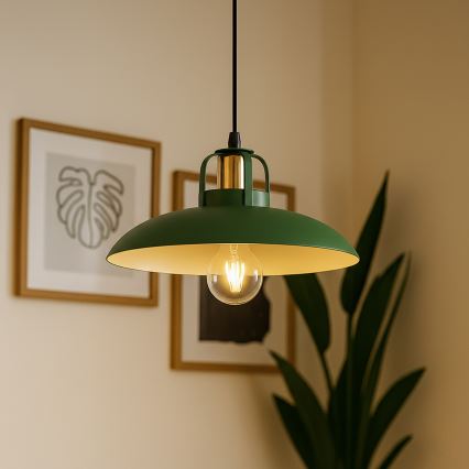 Brilagi - LED Ljuskrona med textilsladd FLAMENGO 1xE27/60W/230V grön
